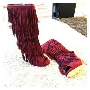 Fringe ankle heels